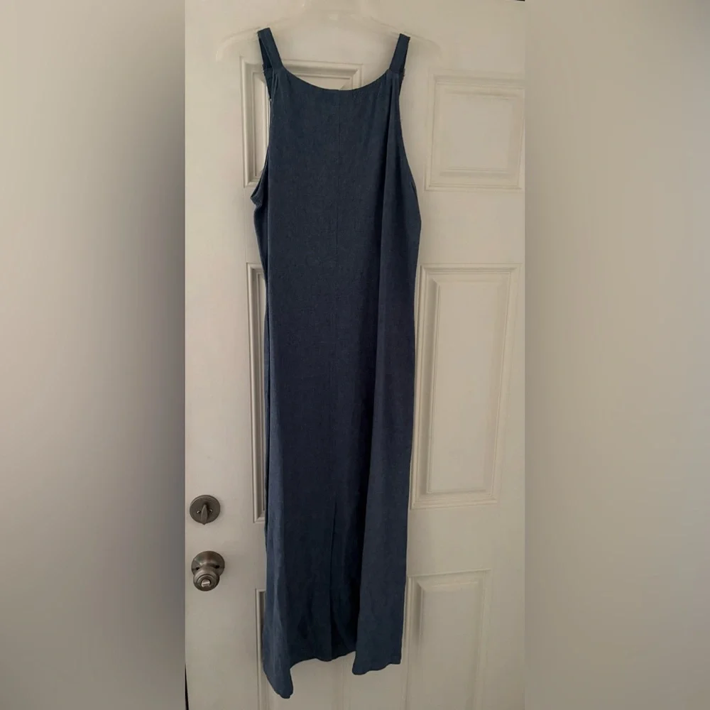 Vintage 90’s Denim Maxi Pinafore Dress Medium - Picture 3 of 7